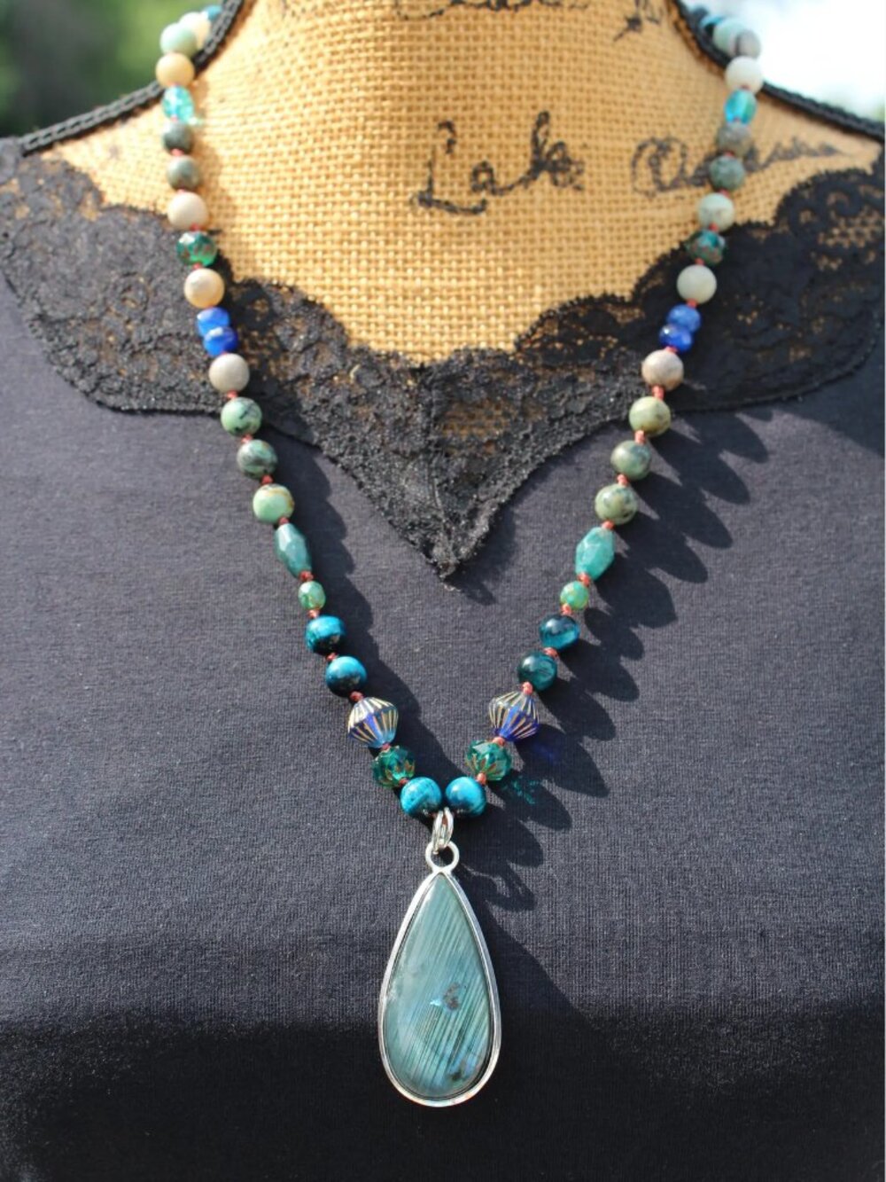 Flash Labradorite Necklace with Pendant Beaded Jewelry